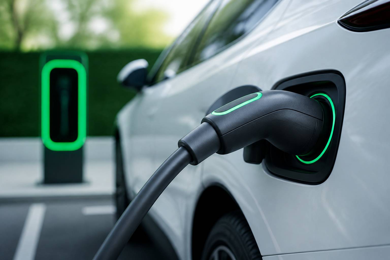 Câble de recharge Type 2 branché à une voiture électrique générique