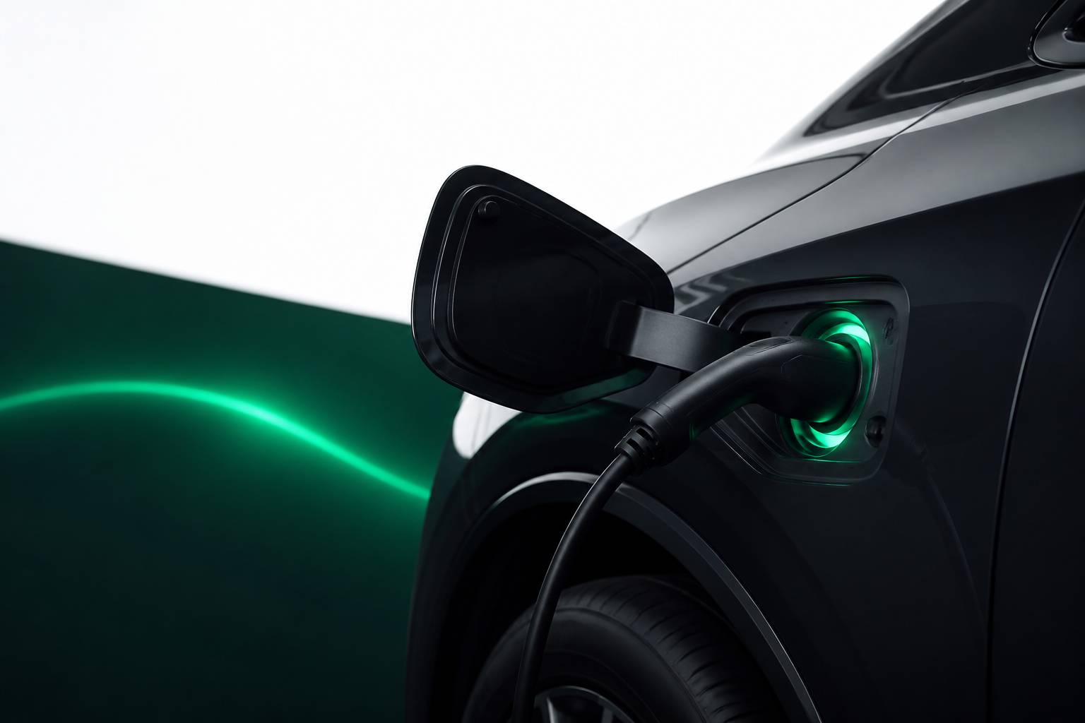 Câble de recharge branché sur une voiture hybride