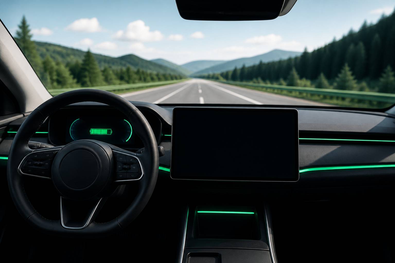 Tableau de bord de SUV électrique avec jauge de batterie abstraite