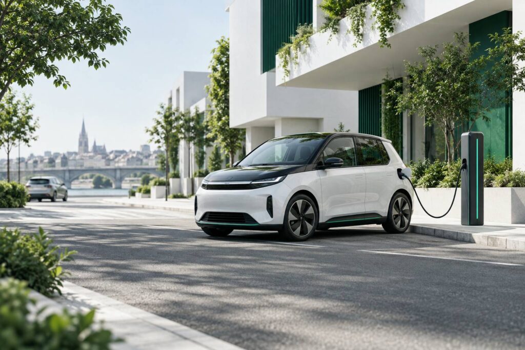 Illustration éditoriale du sujet : BMW i3 : L'innovation électrique qui redéfinit la mobilité urbaine