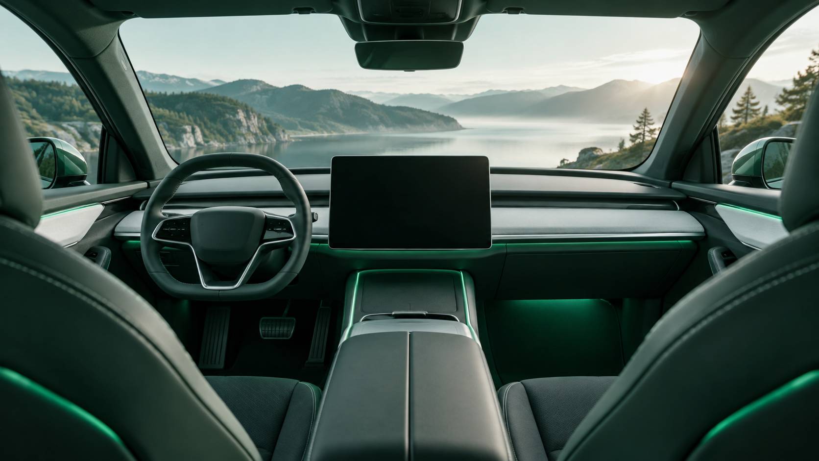 Planche de bord minimaliste avec écran central d'un SUV électrique