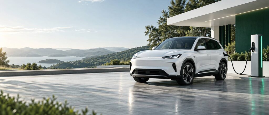 Illustration éditoriale du sujet : Tesla Model Y : Notre test complet du SUV électrique qui révolutionne le marché