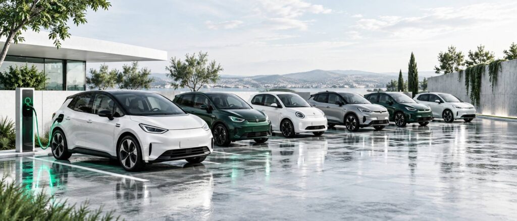 Illustration éditoriale du sujet : Voitures électriques d'occasion : top modèles performants à moins de 10 000 €